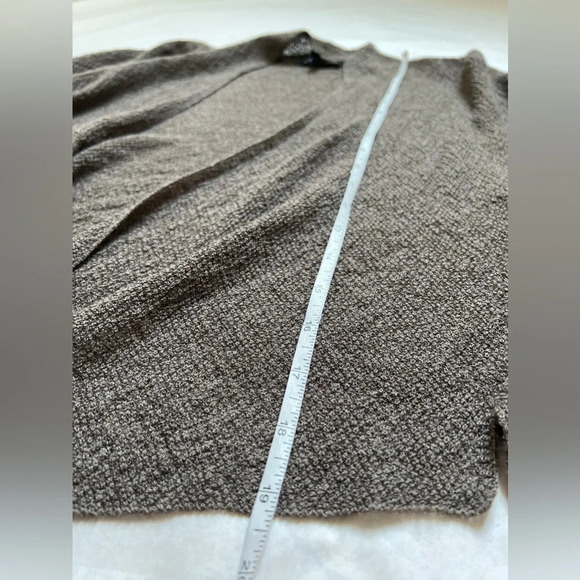 Eileen Fisher crop 100% wool Cardigan Open Front Sweater draped Brown Size PP - Picture 4 of 6